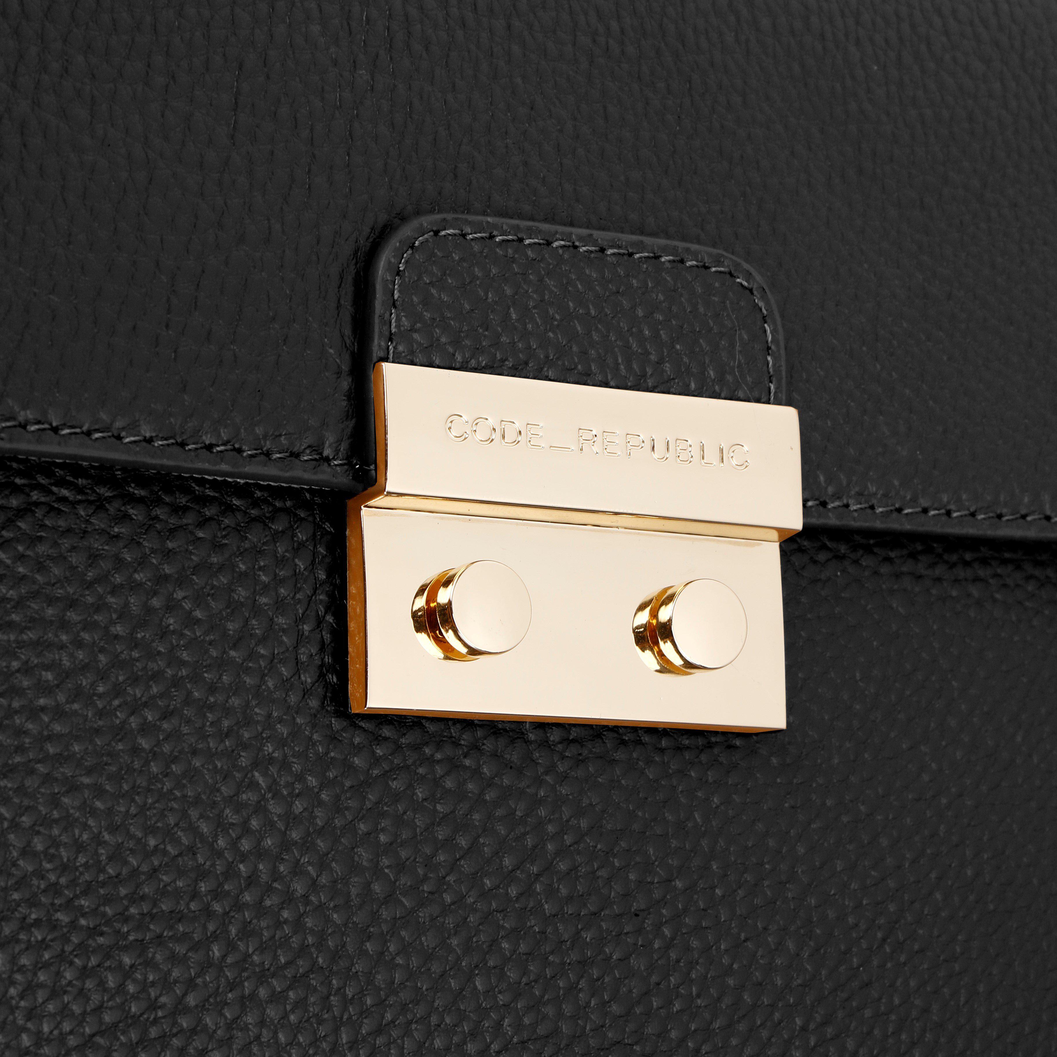 14" DANIELLE Designer Laptop Handbag | BLACK LEATHER | CHAMPAGNE GOLD | NO GIFT BOX-Laptop bag-CODE REPUBLIC-CODE REPUBLIC laptop bags womens laptop bags laptop handbags ladies laptop bags laptop carrying bags