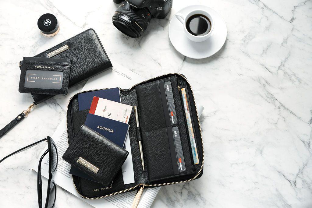 LEATHER PASSPORT & PHONE TRAVEL WALLET-Wallet-CODE REPUBLIC-BLACK-CODE REPUBLIC laptop bags womens laptop bags laptop handbags ladies laptop bags laptop carrying bags
