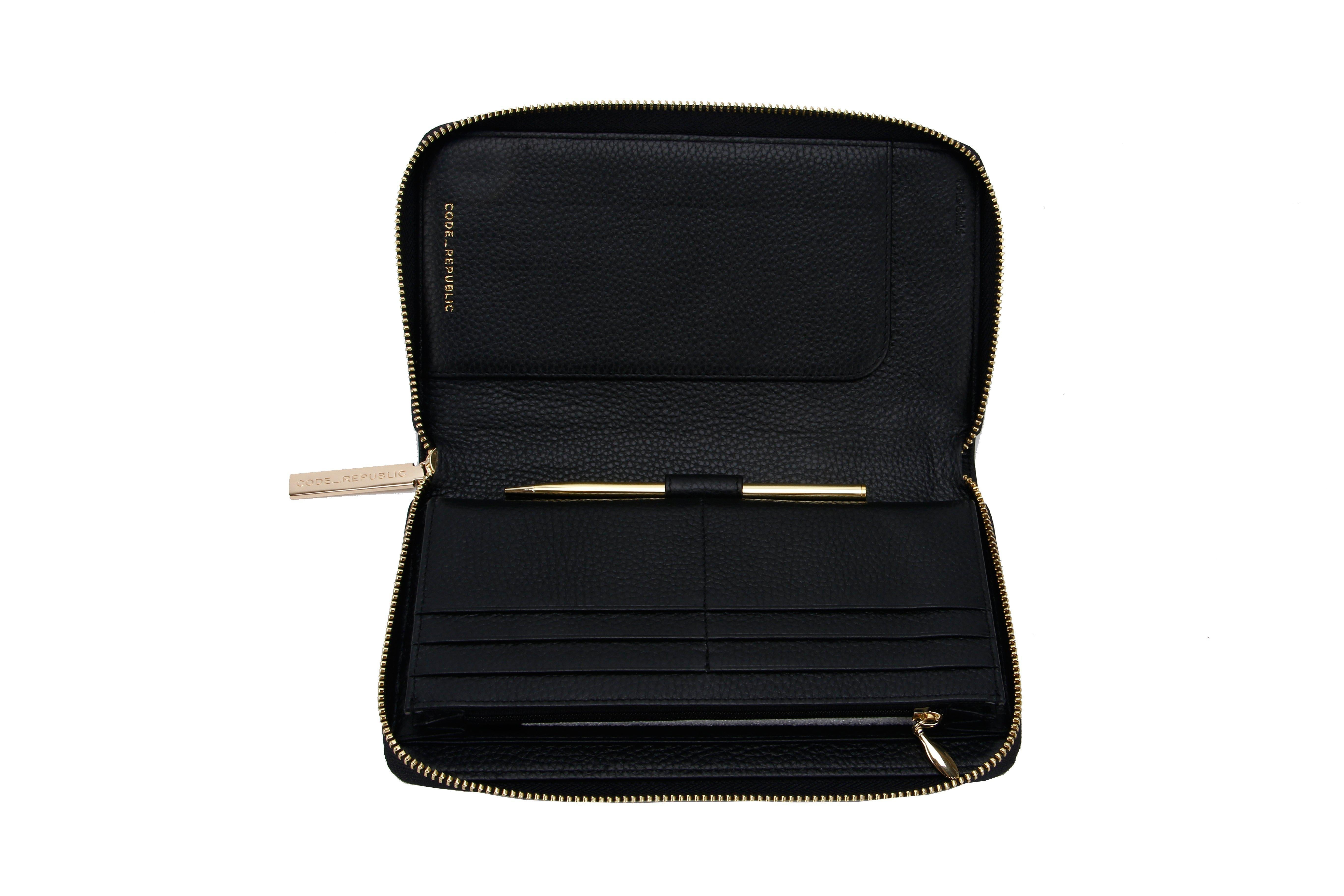 LEATHER PASSPORT & PHONE TRAVEL WALLET-Wallet-CODE REPUBLIC-BLACK-CODE REPUBLIC laptop bags womens laptop bags laptop handbags ladies laptop bags laptop carrying bags