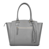 14" LISA DESIGNER LAPTOP HANDBAG | GREY LEATHER | CHAMPAGNE GOLD | NO GIFT BOX-Laptop bag-CODE REPUBLIC-CODE REPUBLIC laptop bags womens laptop bags laptop handbags ladies laptop bags laptop carrying bags