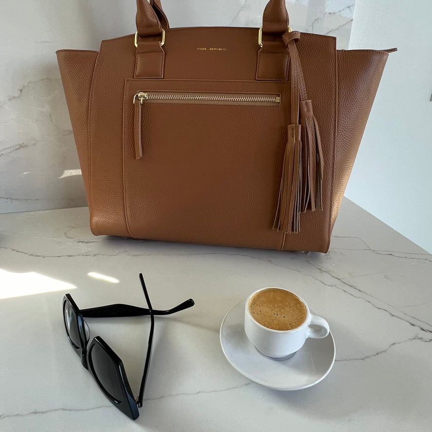 LISA 14" LAPTOP HANDBAG | ITALIAN LEATHER-Laptop bag-CODE REPUBLIC-Grey-CODE REPUBLIC laptop bags womens laptop bags laptop handbags ladies laptop bags laptop carrying bags