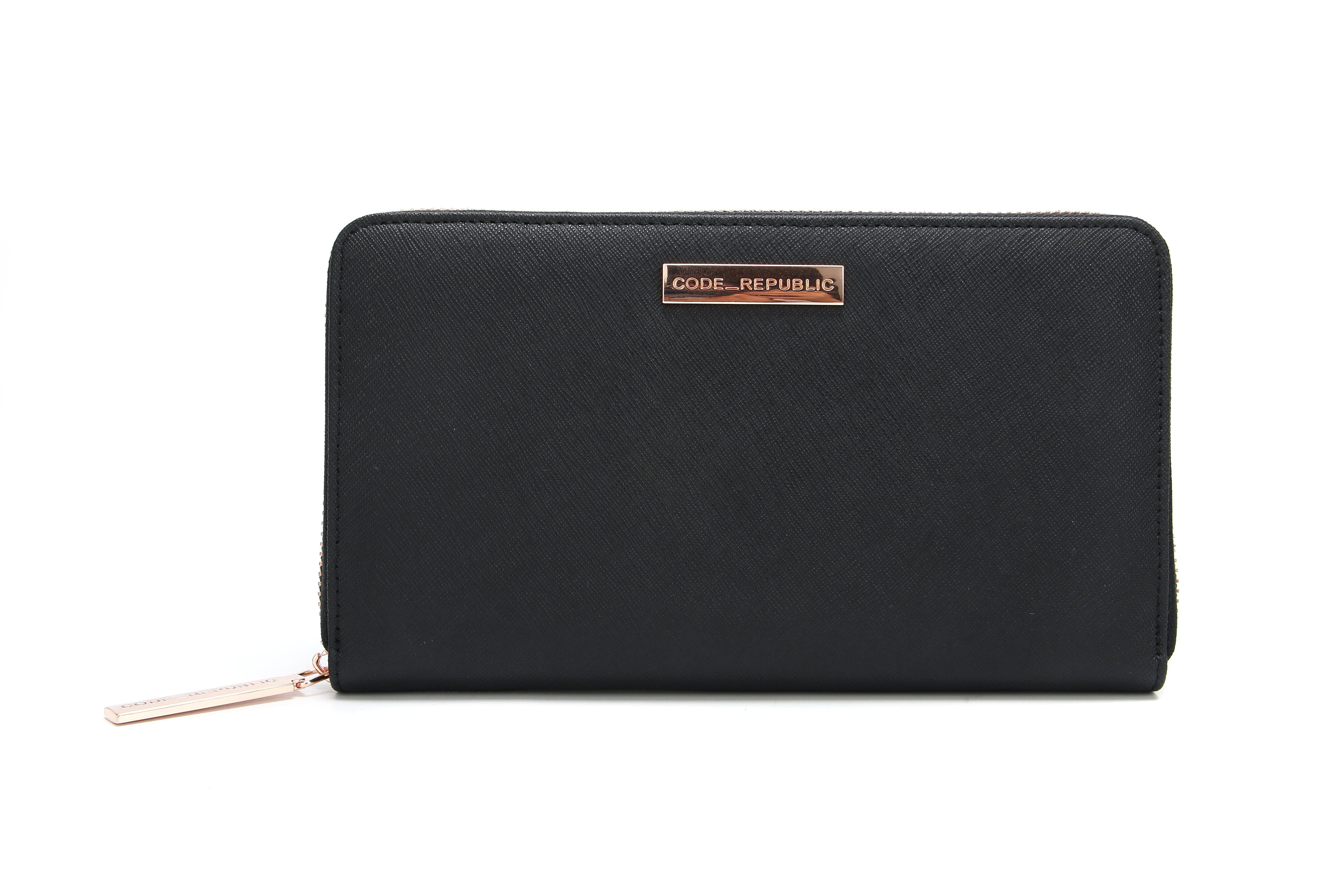 PASSPORT PHONE WALLET Black Saffiano Leather Rose Gold-Wallet-CODE REPUBLIC-CODE REPUBLIC laptop bags womens laptop bags laptop handbags ladies laptop bags laptop carrying bags